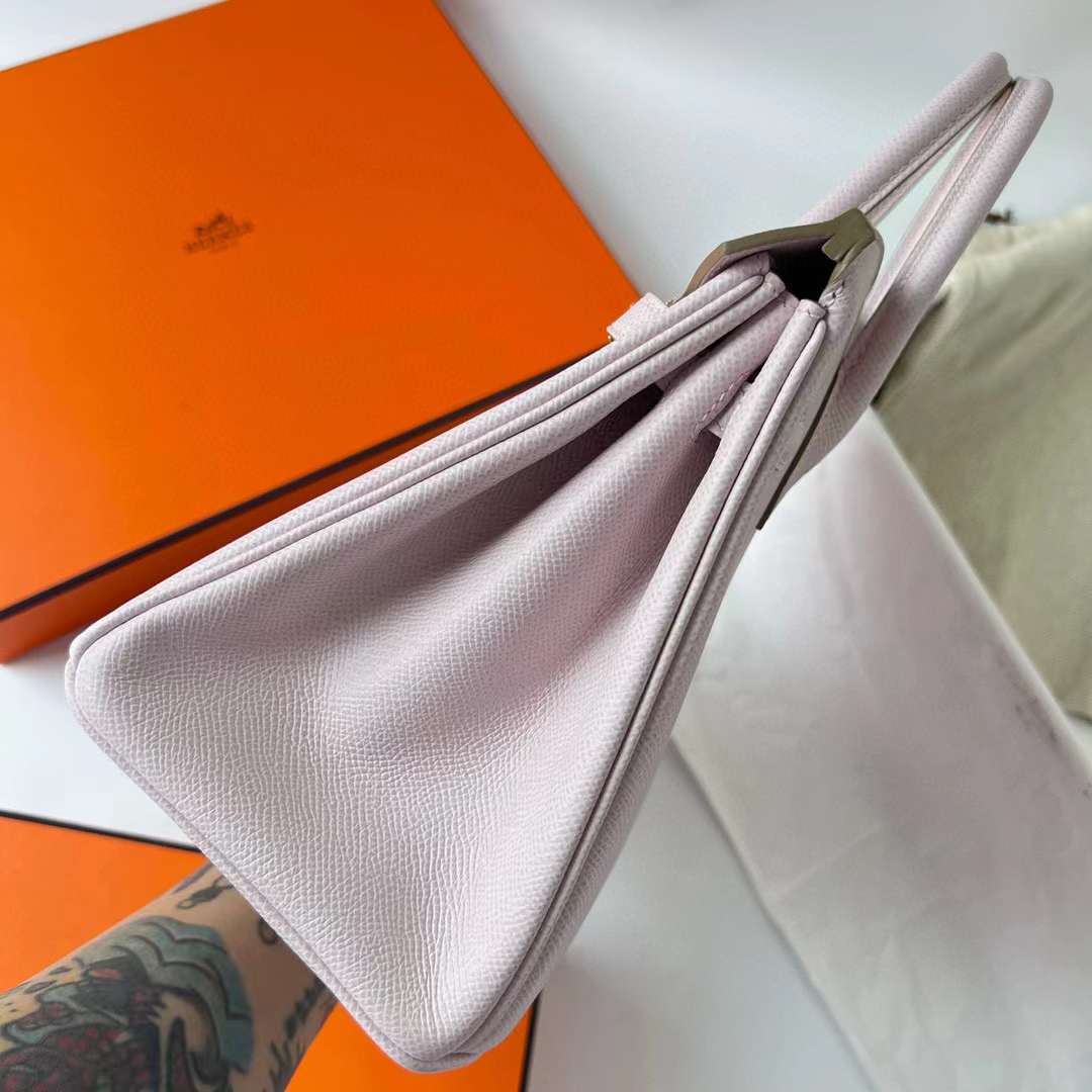 Hermès（爱马仕）Birkin 铂金包 Epsom 09 梦幻粉紫 金扣 25cm 全手工蜡线缝制 Ghw