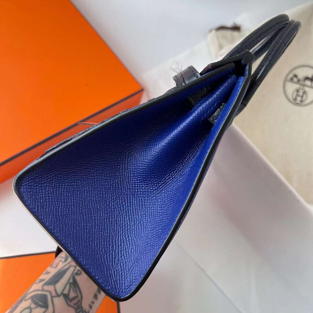 Hermès（爱马仕）Birkin 限量版 蓝色 小房子 银扣 20cm 全手工蜡线缝制 Phw