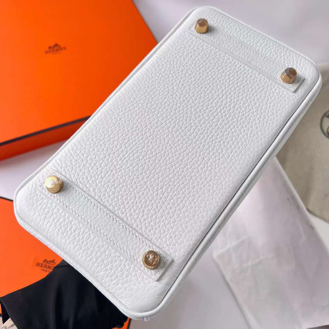 Hermès（爱马仕）Birkin 铂金包 Clemence 进口TC大牛皮 01 纯白 内拼 9R 柠檬黄 拉丝金扣 25cm 全手工蜡线缝制 Bghw