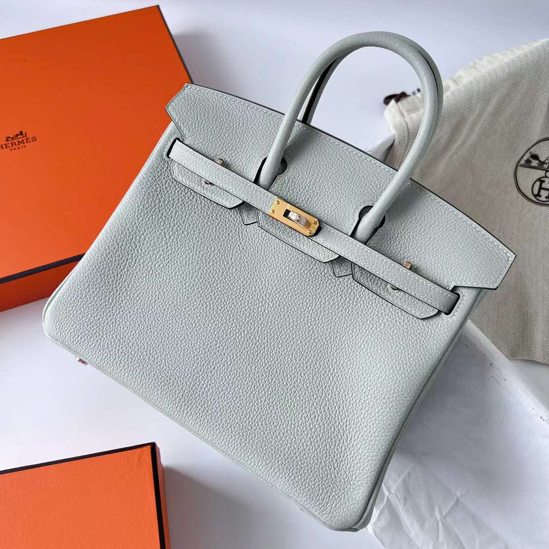 Hermès（爱马仕）Birkin 铂金包 Togo 进口小牛皮 0W 水晶灰 金扣 25cm 全手工蜡线缝制 Ghw