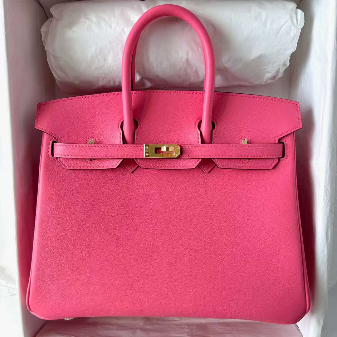 Hermès（爱马仕）Birkin 铂金包 Swift 8W 新唇膏粉 金扣 25cm 全手工蜡线缝制 Ghw