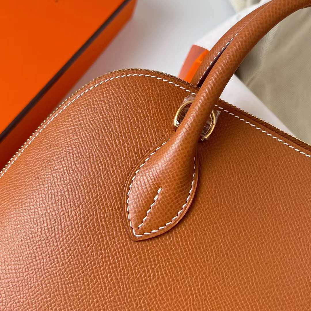 Hermès（爱马仕）Bolide 保龄球包 Epsom Ck37 金棕色 金扣 25cm 全手工蜡线缝制 Ghw