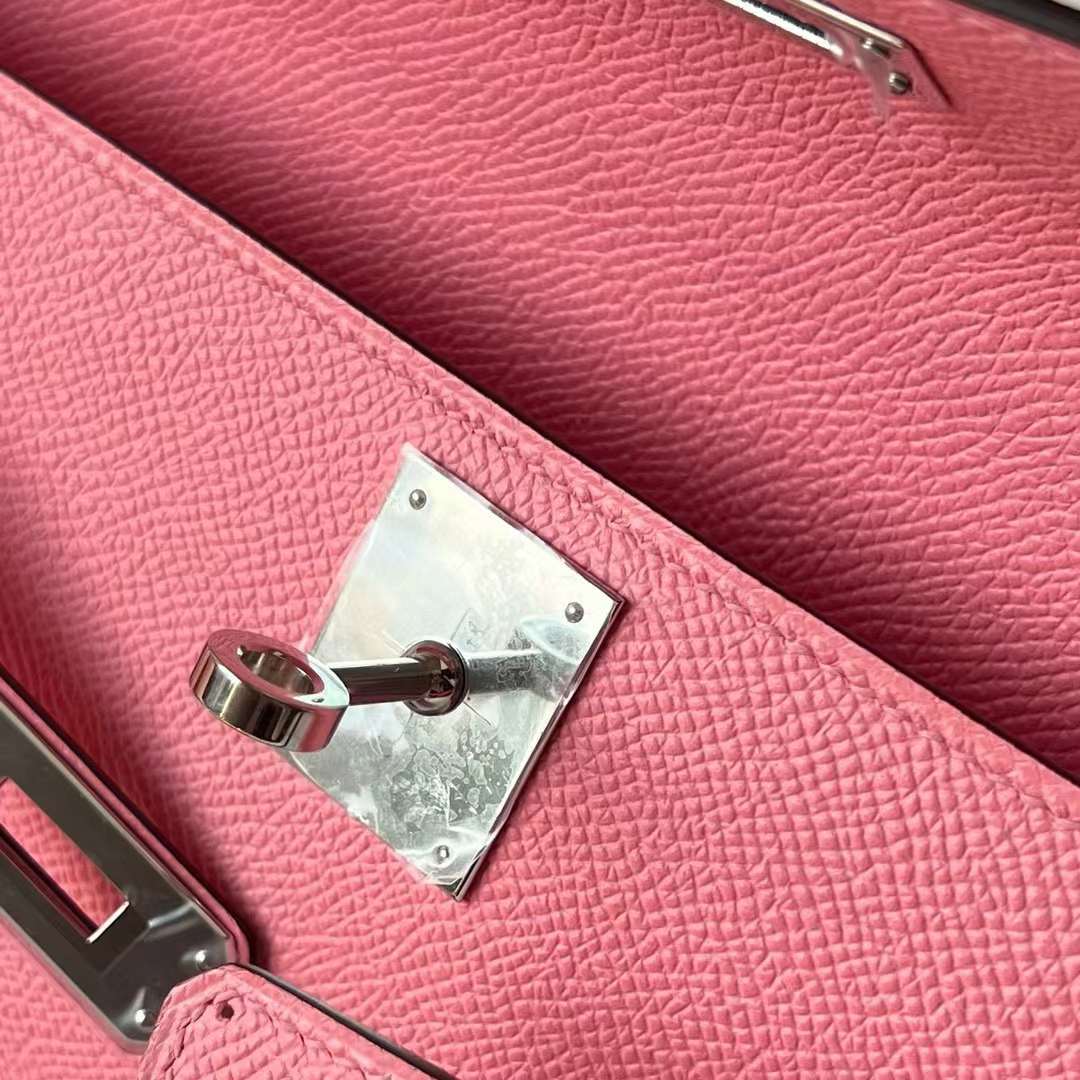 Hermès（爱马仕）Kelly cut Epsom 1Q 奶昔粉 银扣 31cm 全手工蜡线缝制 Phw