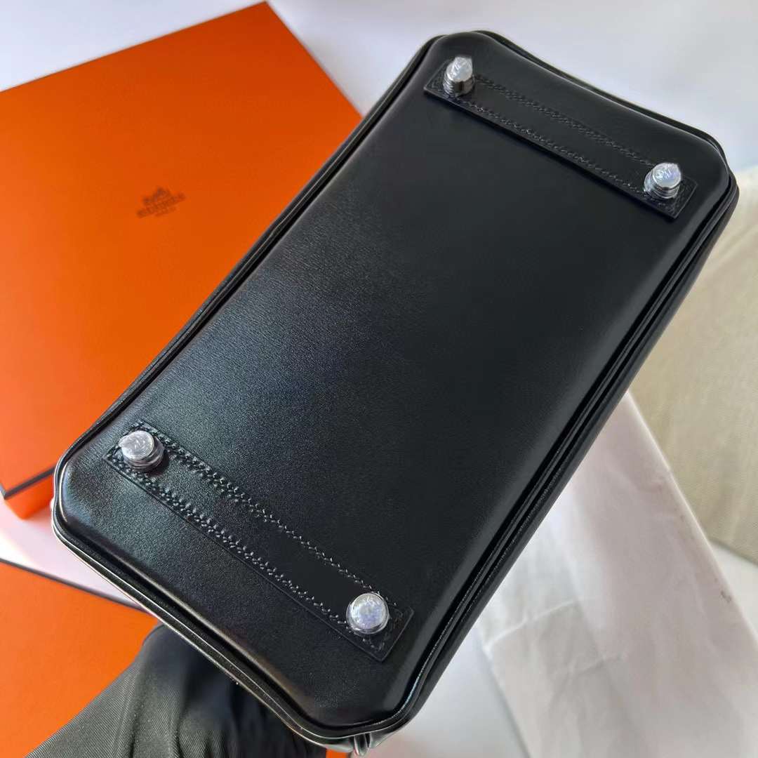 Hermès（爱马仕）Birkin 铂金包 Box皮 Ck89 黑色 银扣 25cm 全手工蜡线缝制 Phw