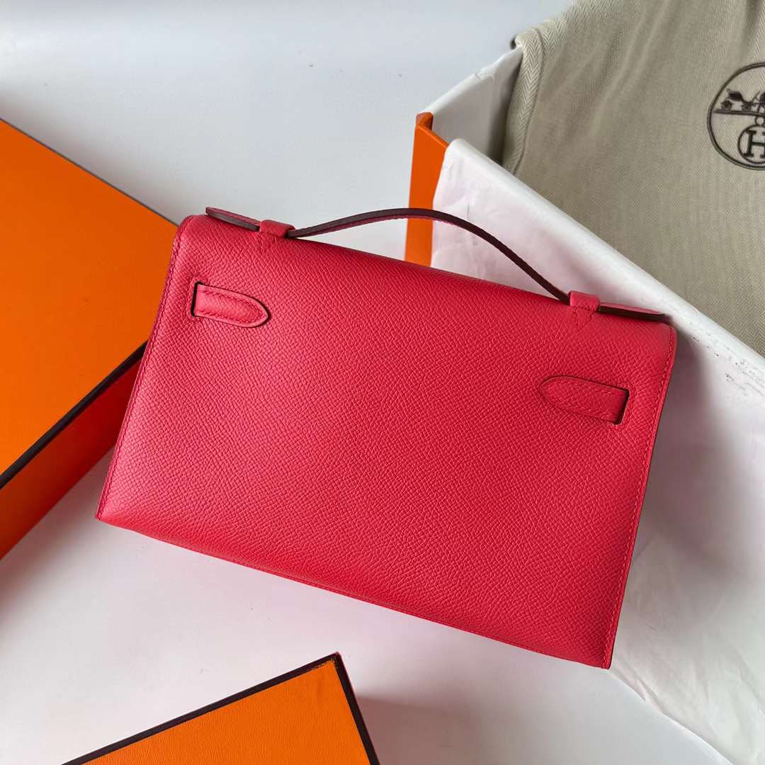 Hermès（爱马仕）Mini Kelly Pochette Epsom T5 蜜糖粉 金扣 22cm 全手工蜡线缝制 Ghw