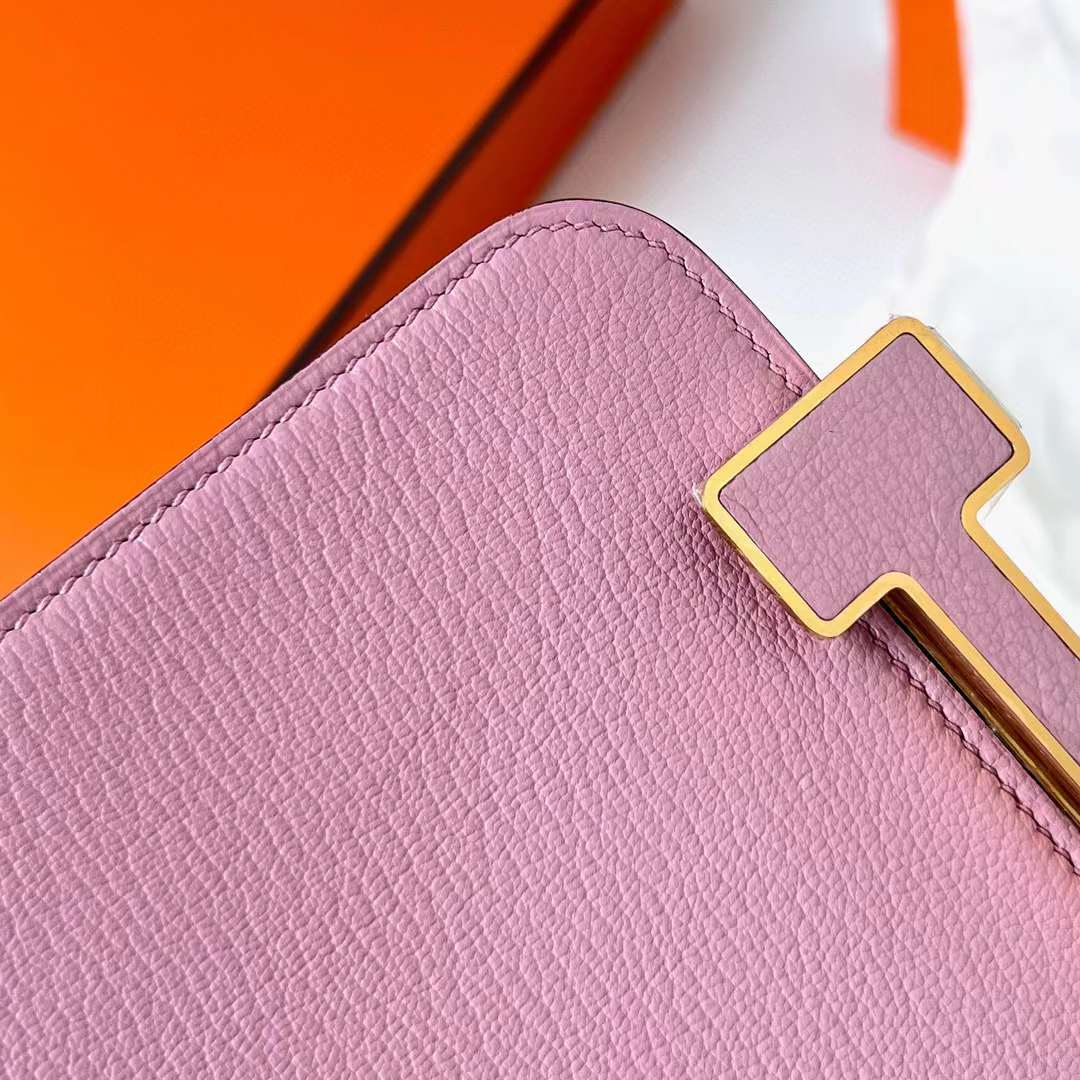 Hermès（爱马仕）Geta 木屐包 Chevre 进口山羊皮 X9 锦葵紫 金扣 20cm 全手工蜡线缝制 Ghw