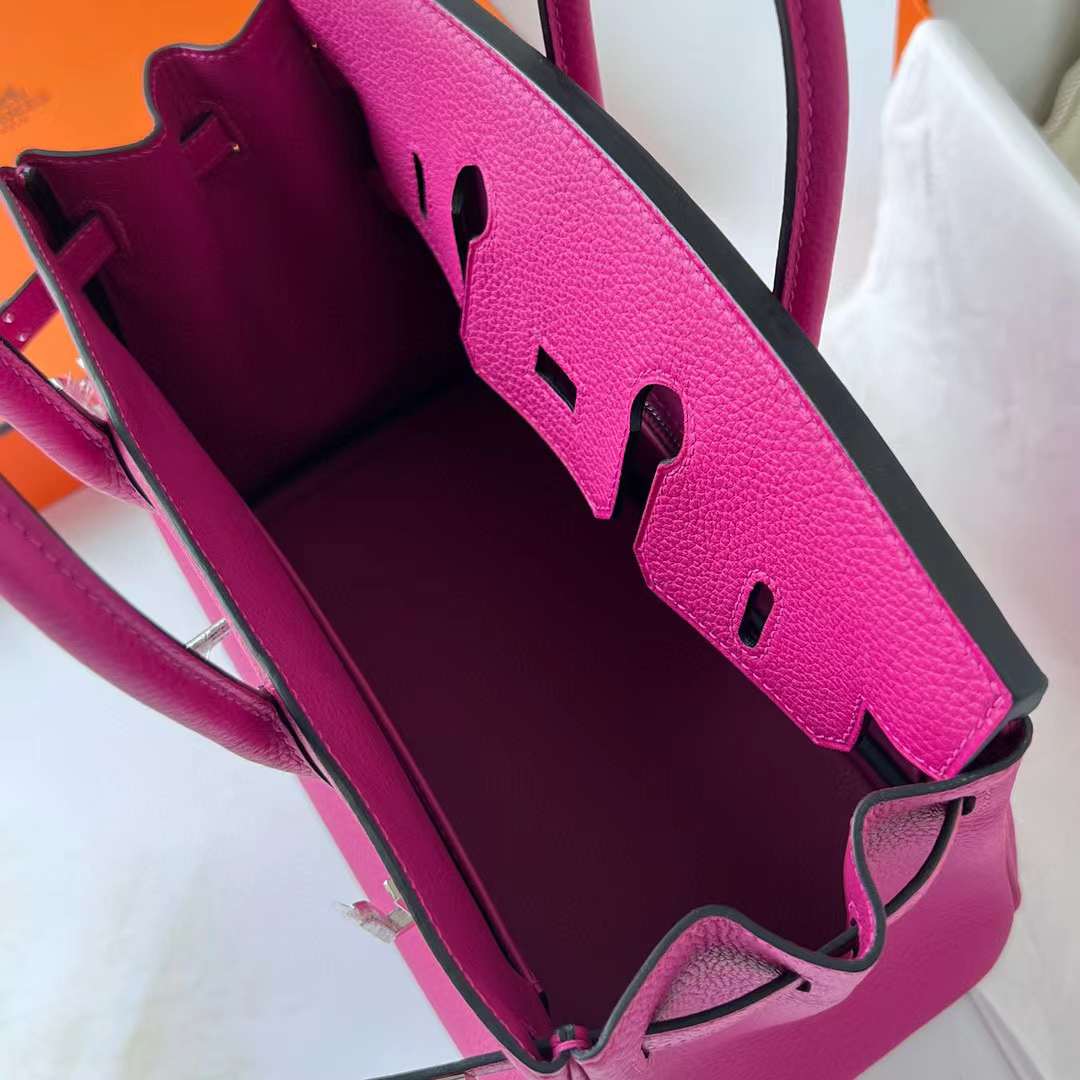 Hermès（爱马仕）Birkin 铂金包 Togo 进口德国小牛皮 L3 玫瑰紫 银扣 25cm 全手工蜡线缝制 Phw