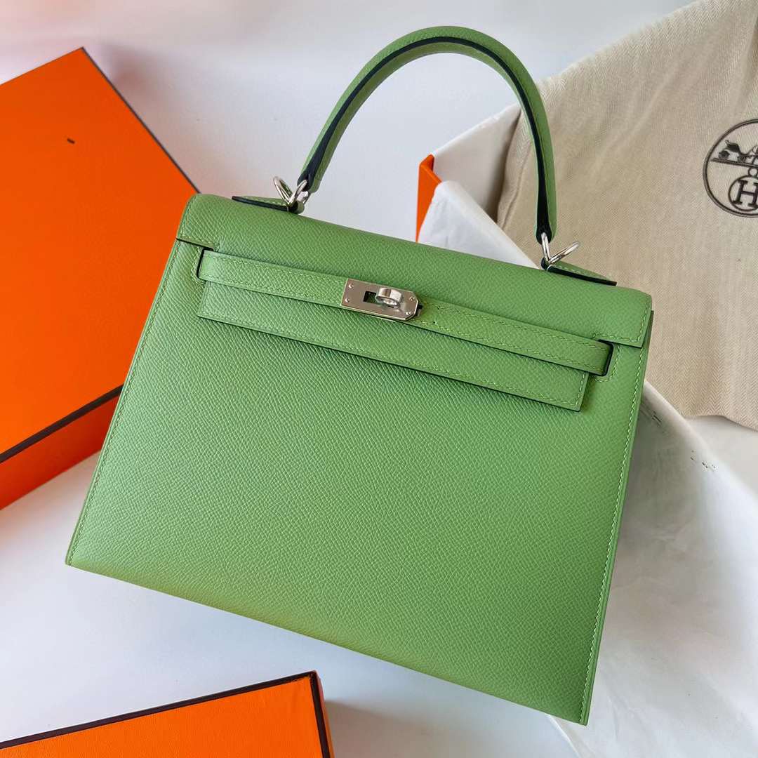 Hermès（爱马仕）Kelly 凯莉包 Epsom i3 牛油果绿 金扣 25cm 全手工蜡线缝制 Phw
