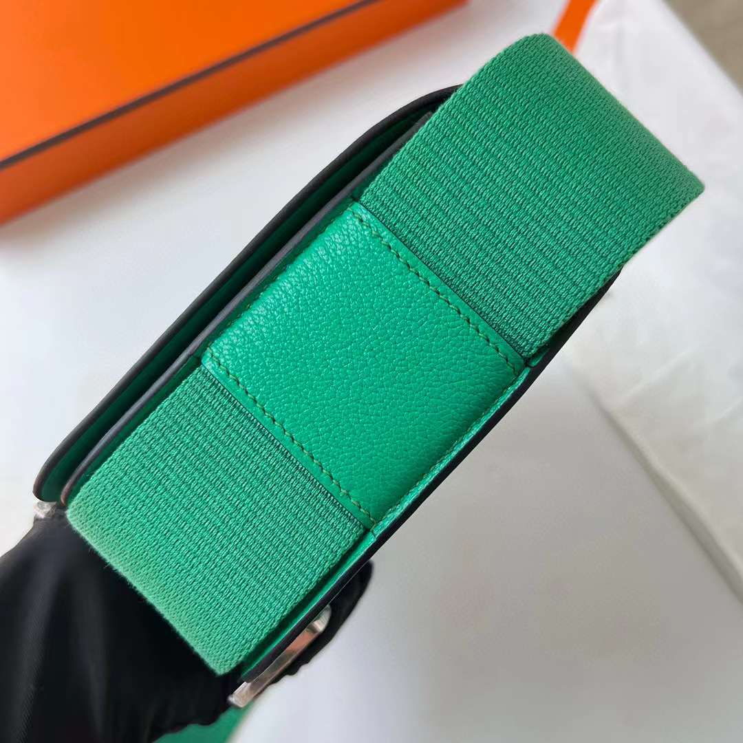 Hermès（爱马仕）Geta 木屐包 Chevre 进口山羊皮 6W 薄荷绿 银扣 20cm 全手工蜡线缝制 Phw