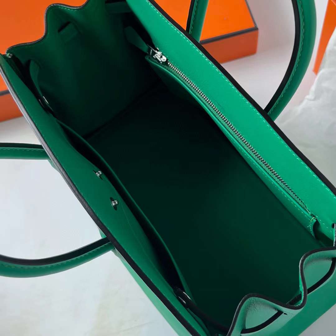Hermès（爱马仕）Birkin Shadow Swift 幻影包 6W 薄荷绿 银扣 25cm 全手工蜡线缝制 Phw