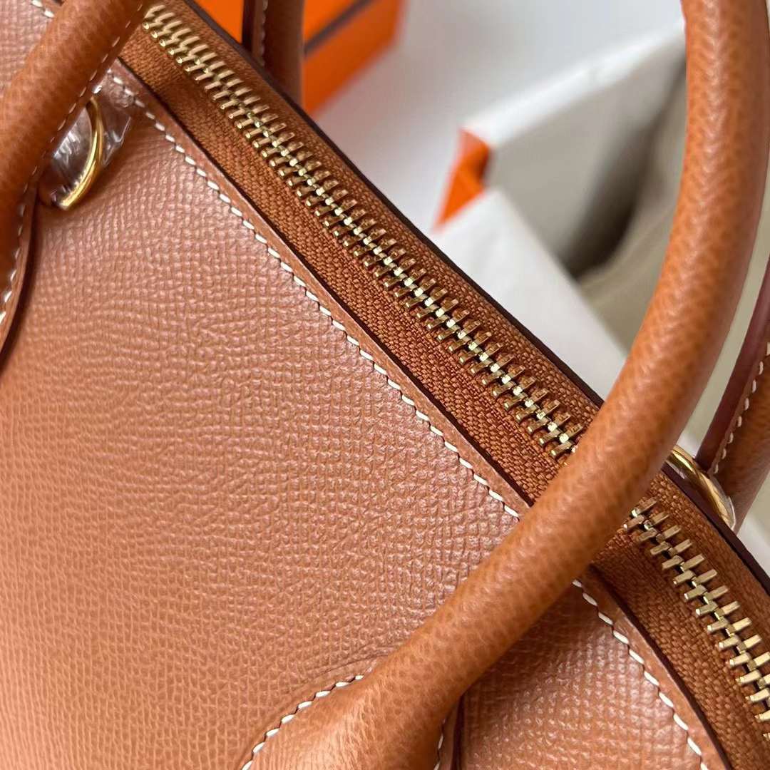 Hermès（爱马仕）Bolide 保龄球包 Epsom Ck37 金棕色 金扣 25cm 全手工蜡线缝制 Ghw