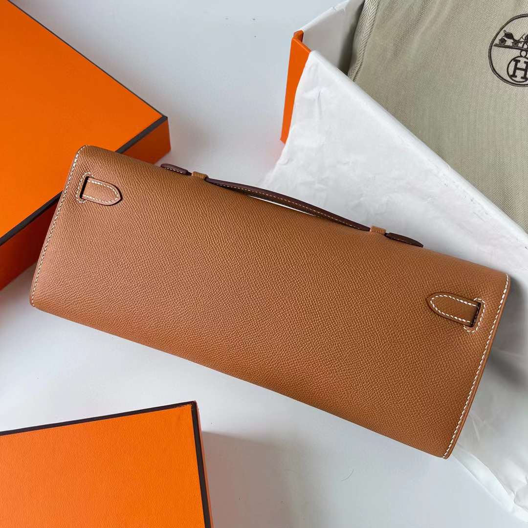Hermès（爱马仕）Kelly cut Epsom Ck37 金棕色 金扣 31cm 全手工蜡线缝制 Ghw