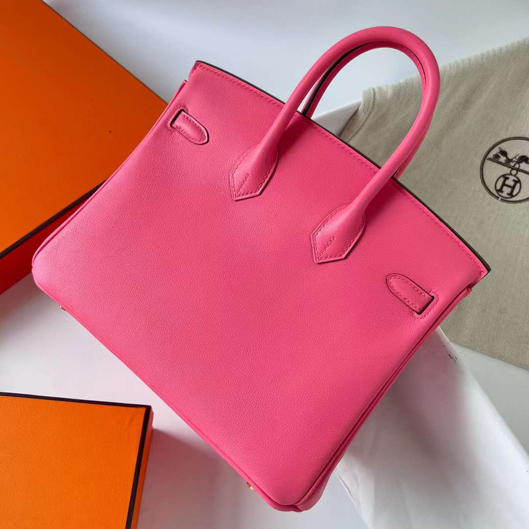 Hermès（爱马仕）Birkin 铂金包 Swift 8W 新唇膏粉 金扣 25cm 全手工蜡线缝制 Ghw
