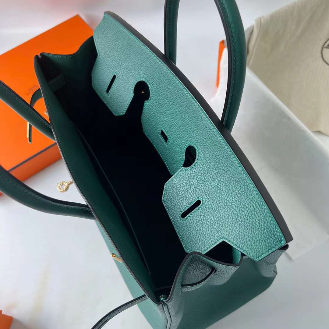 Hermès（爱马仕）Birkin 铂金包 Togo 进口小牛皮 Z6 孔雀绿 金扣 35cm 全手工蜡线缝制 Ghw