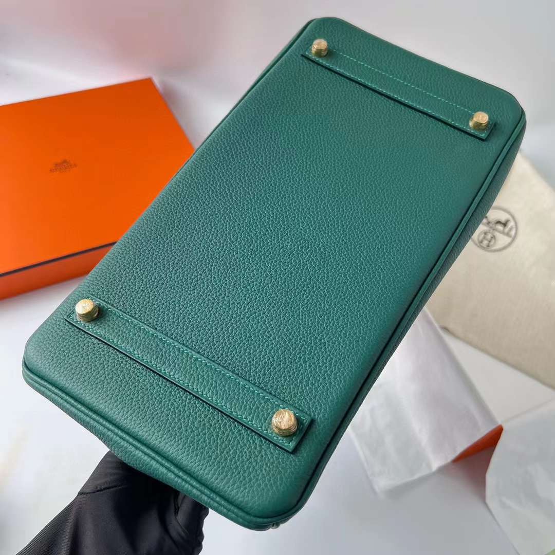 Hermès（爱马仕）Birkin 铂金包 Togo 进口小牛皮 Z6 孔雀绿 金扣 35cm 全手工蜡线缝制 Ghw