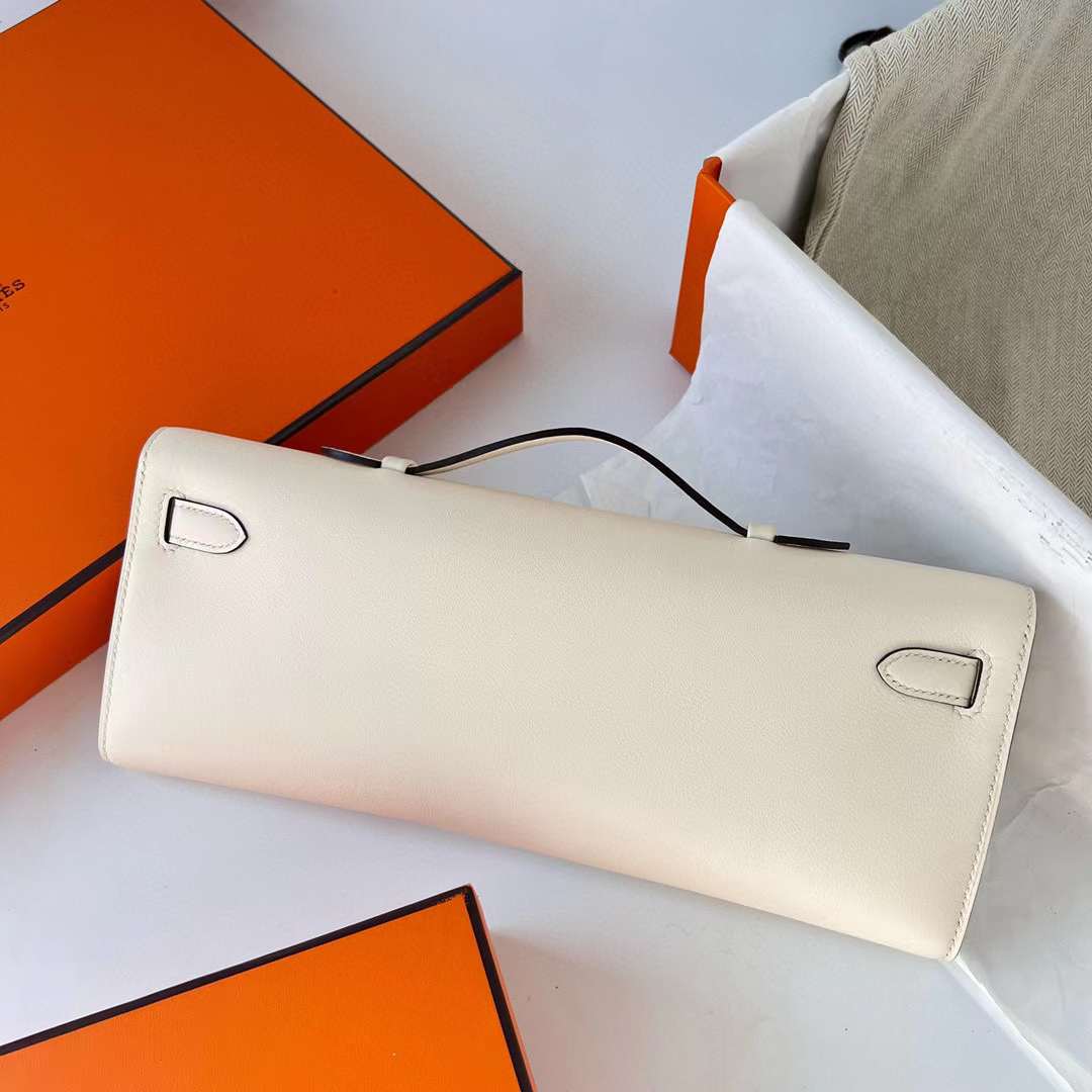 Hermès（爱马仕）Kelly cut Swift I2 奶油白 金扣 31cm 全手工蜡线缝制 Ghw