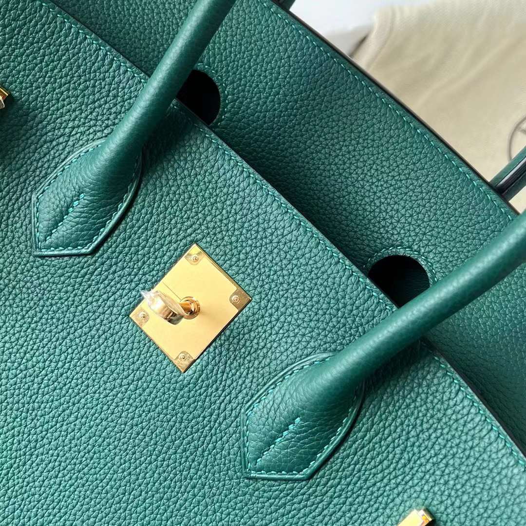 Hermès（爱马仕）Birkin 铂金包 Togo 进口小牛皮 Z6 孔雀绿 金扣 35cm 全手工蜡线缝制 Ghw
