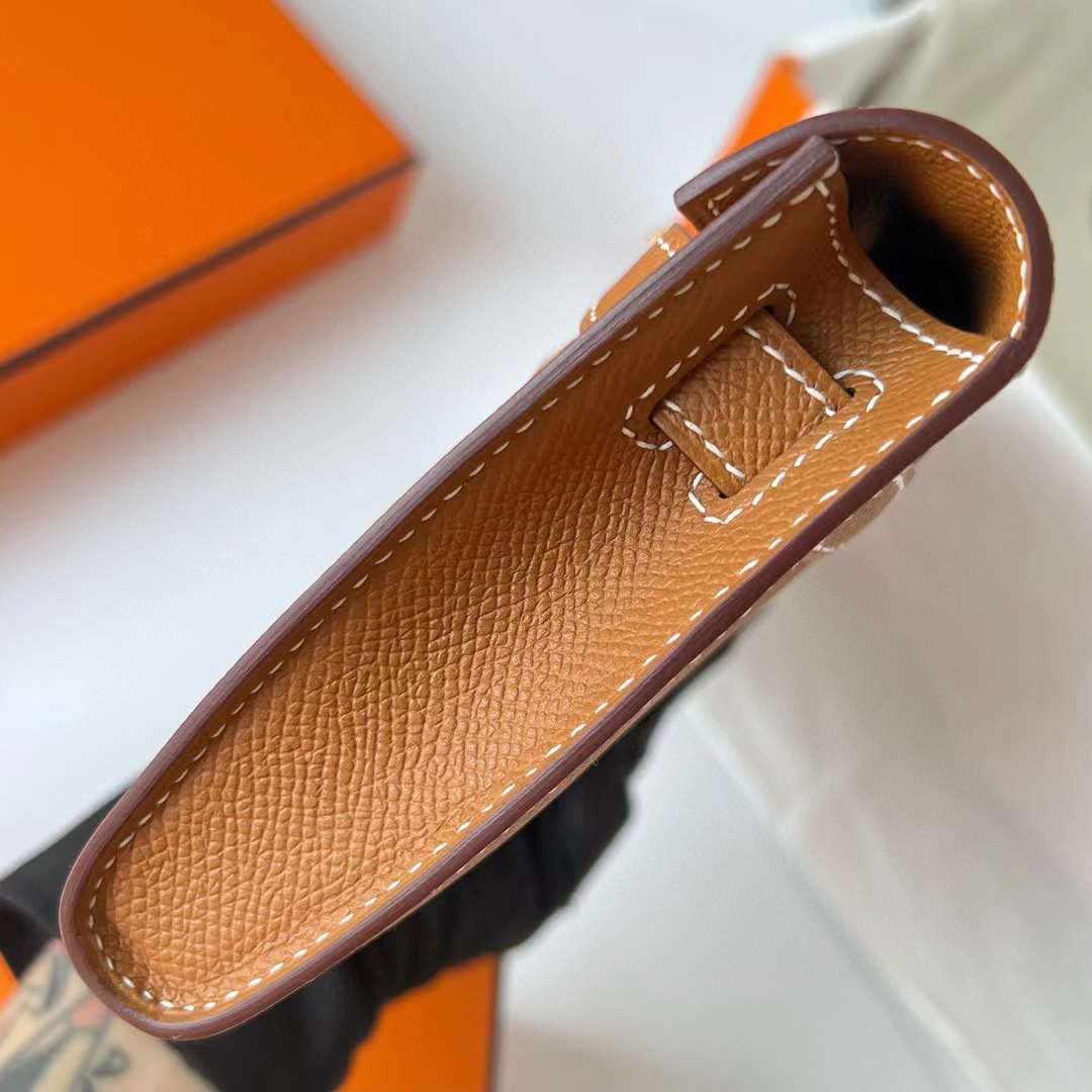 Hermès（爱马仕）Kelly cut Epsom Ck37 金棕色 金扣 31cm 全手工蜡线缝制 Ghw