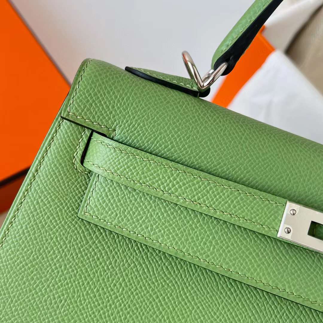 Hermès（爱马仕）Kelly 凯莉包 Epsom i3 牛油果绿 金扣 25cm 全手工蜡线缝制 Phw
