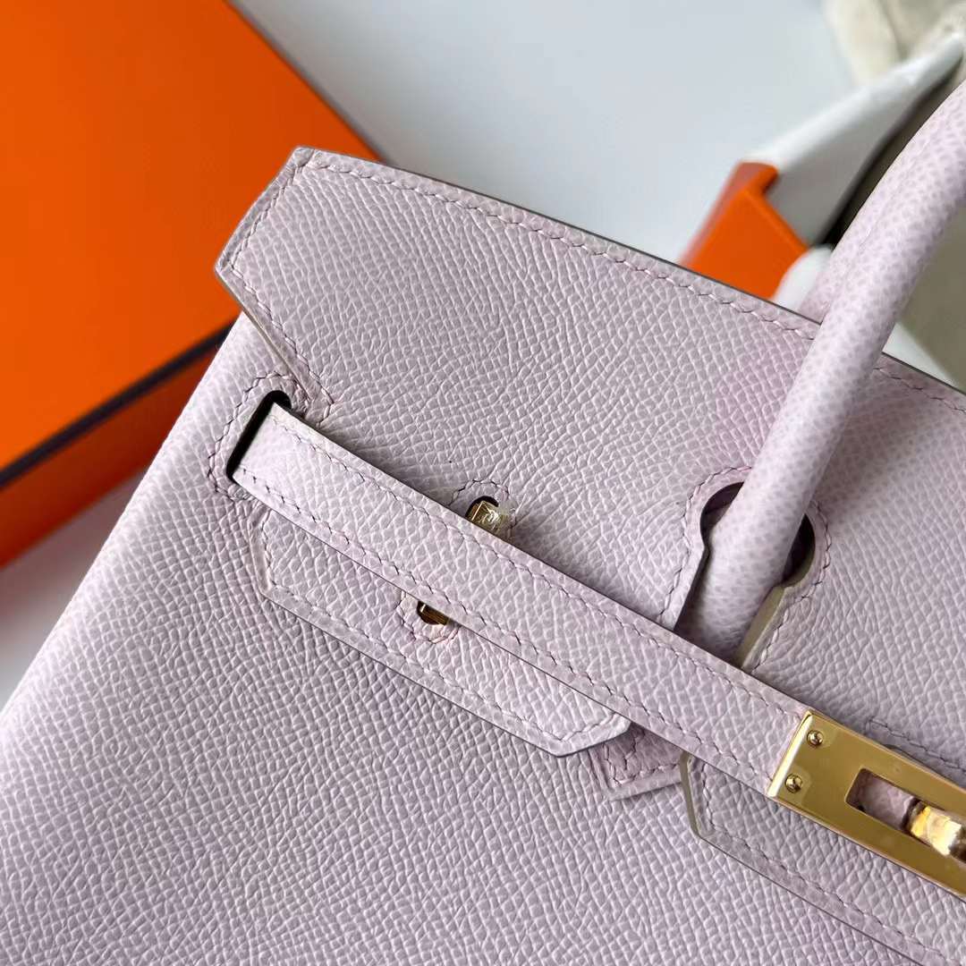 Hermès（爱马仕）Birkin 铂金包 Epsom 09 梦幻粉紫 金扣 25cm 全手工蜡线缝制 Ghw