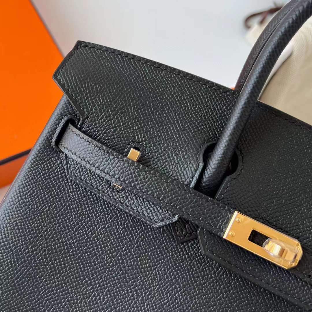 Hermès（爱马仕）Birkin 铂金包 Epsom Ck89 黑色 金扣 25cm 全手工蜡线缝制 Ghw