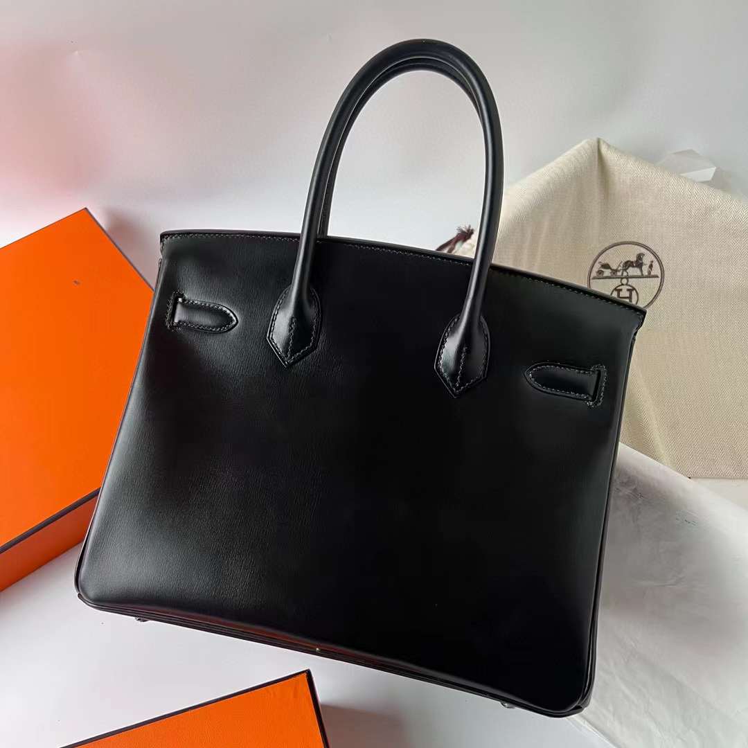 Hermès（爱马仕）Birkin 铂金包 Boxcalf So Black Ck89 黑色 黑扣 30cm 全手工蜡线缝制