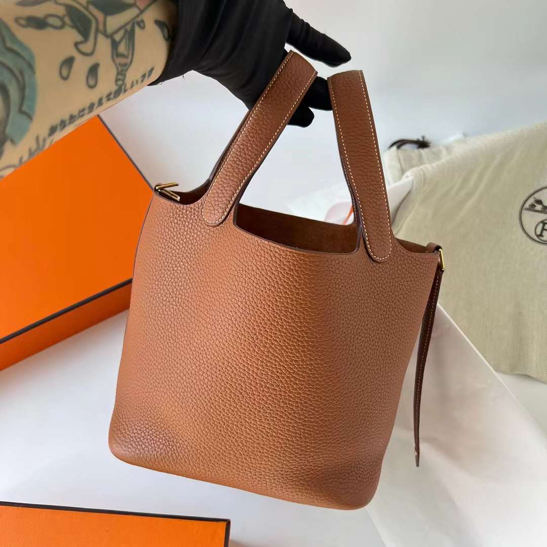 Hermès（爱马仕）Picotin 菜篮子 Clemence（御用原厂进口tc皮）Ck37 金棕色 金扣 18cm 全手工蜡线缝制 Ghw