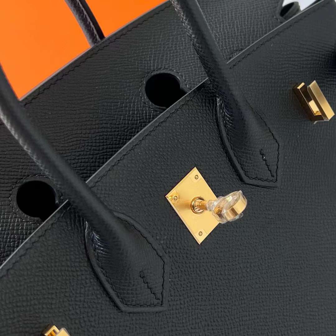 Hermès（爱马仕）Birkin 铂金包 Epsom Ck89 黑色 金扣 25cm 全手工蜡线缝制 Ghw