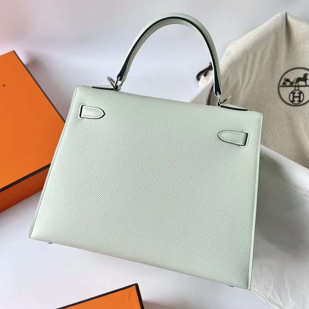 Hermès（爱马仕）Kelly 凯莉包 Epsom 进口德国手掌纹 0S 气泡绿 银扣 25cm 全手工蜡线缝制 Phw