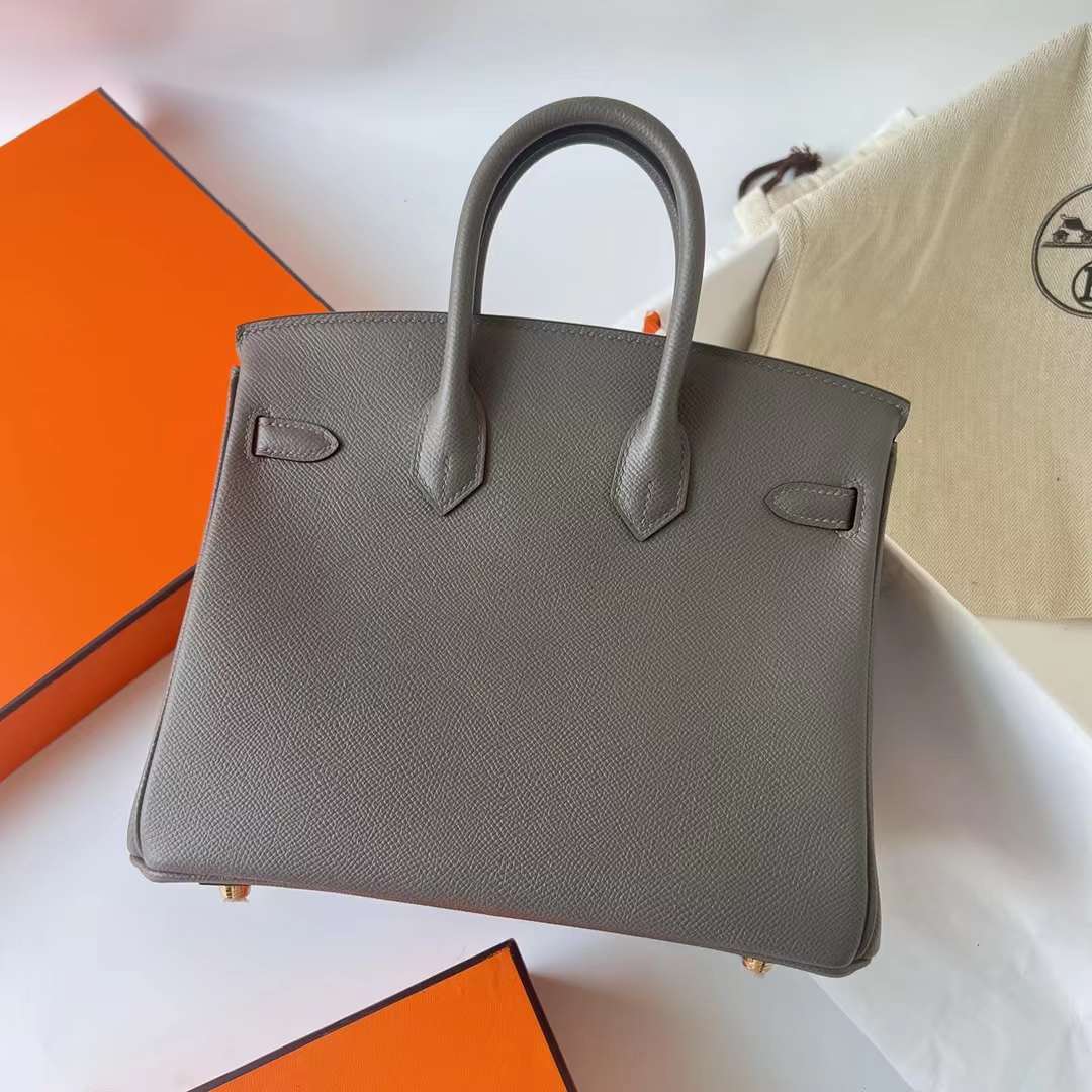 Hermès（爱马仕）Birkin 铂金包 Epsom 8F 锡器灰 金扣 25cm 全手工蜡线缝制 Ghw