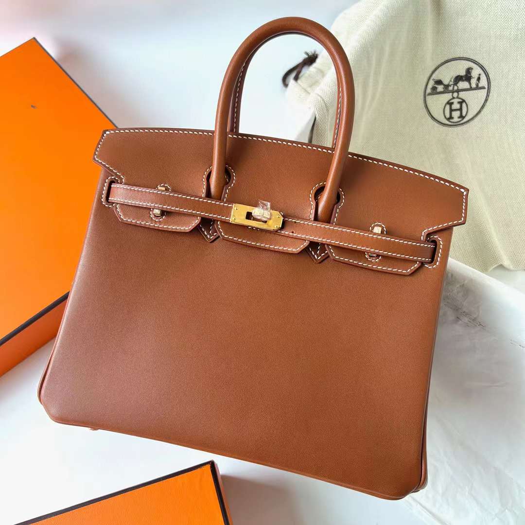 Hermès（爱马仕）Birkin 铂金包 Barenia 平纹马鞍皮 Cc34 原始棕色 金扣 25cm 全手工蜡线缝制 Ghw