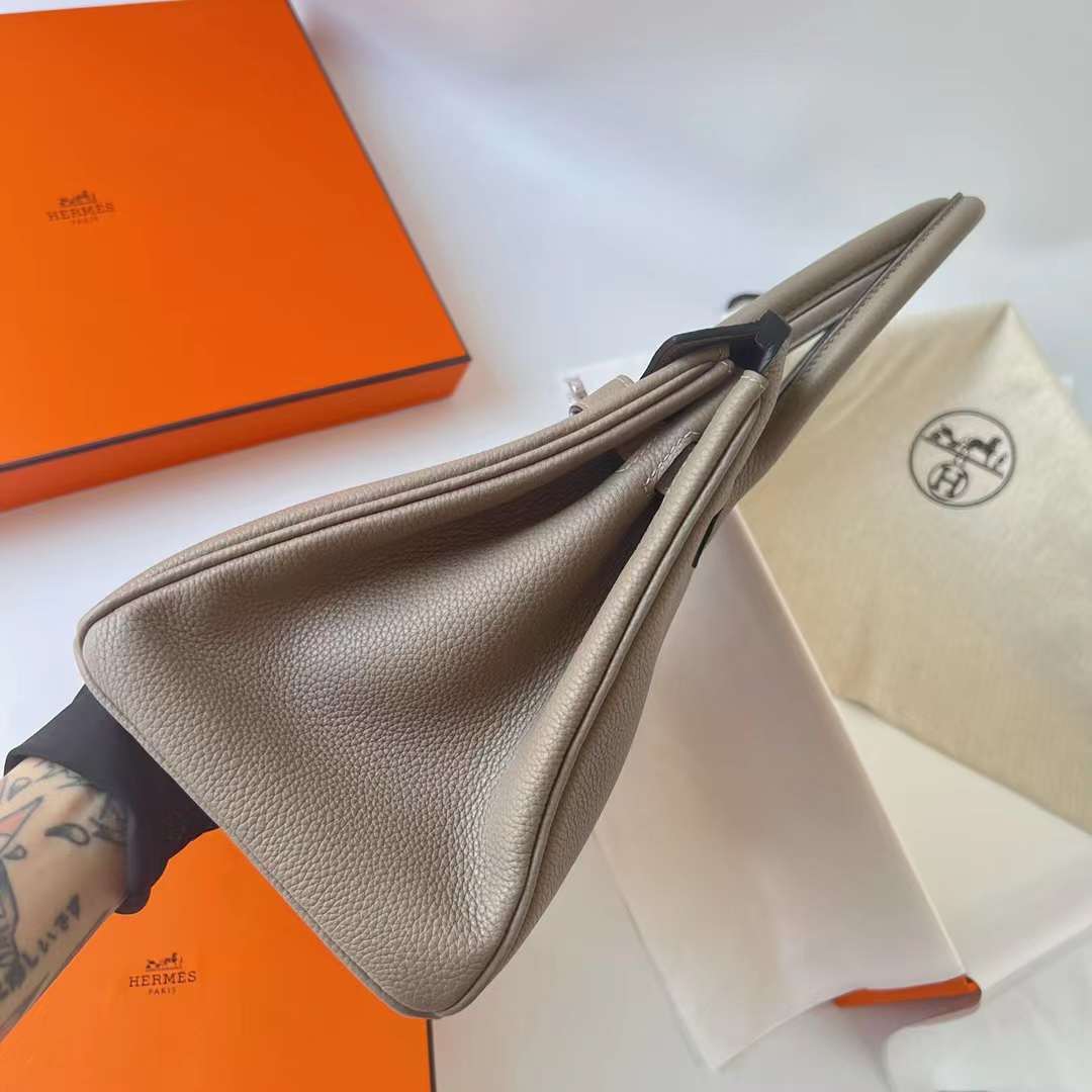 Hermès（爱马仕）Birkin 铂金包 Togo皮 进口顶级小牛皮 M8 沥青灰 银扣 30cm 全手工蜡线缝制 Phw