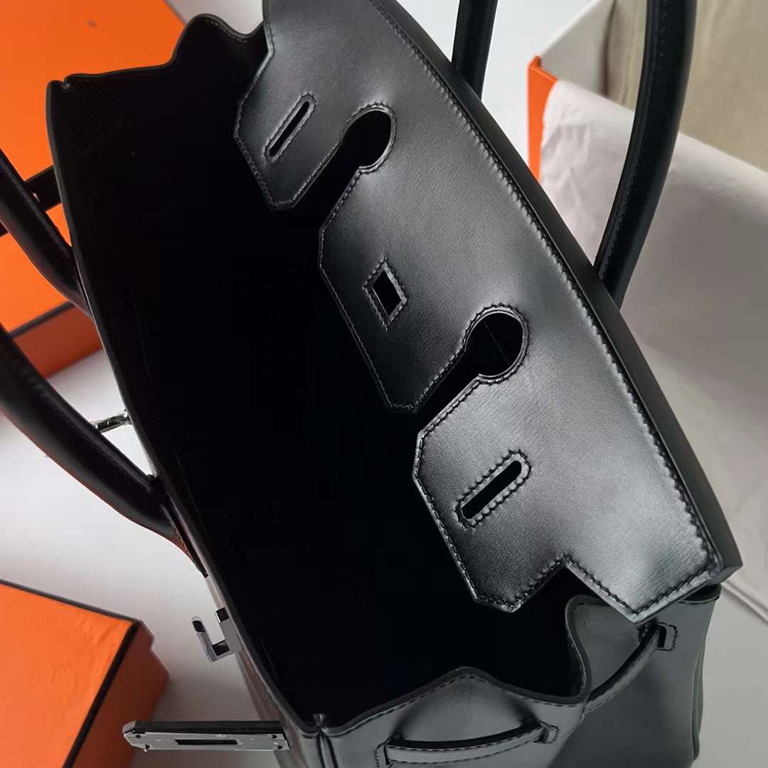 Hermès（爱马仕）Birkin 铂金包 Boxcalf So Black Ck89 黑色 黑扣 30cm 全手工蜡线缝制