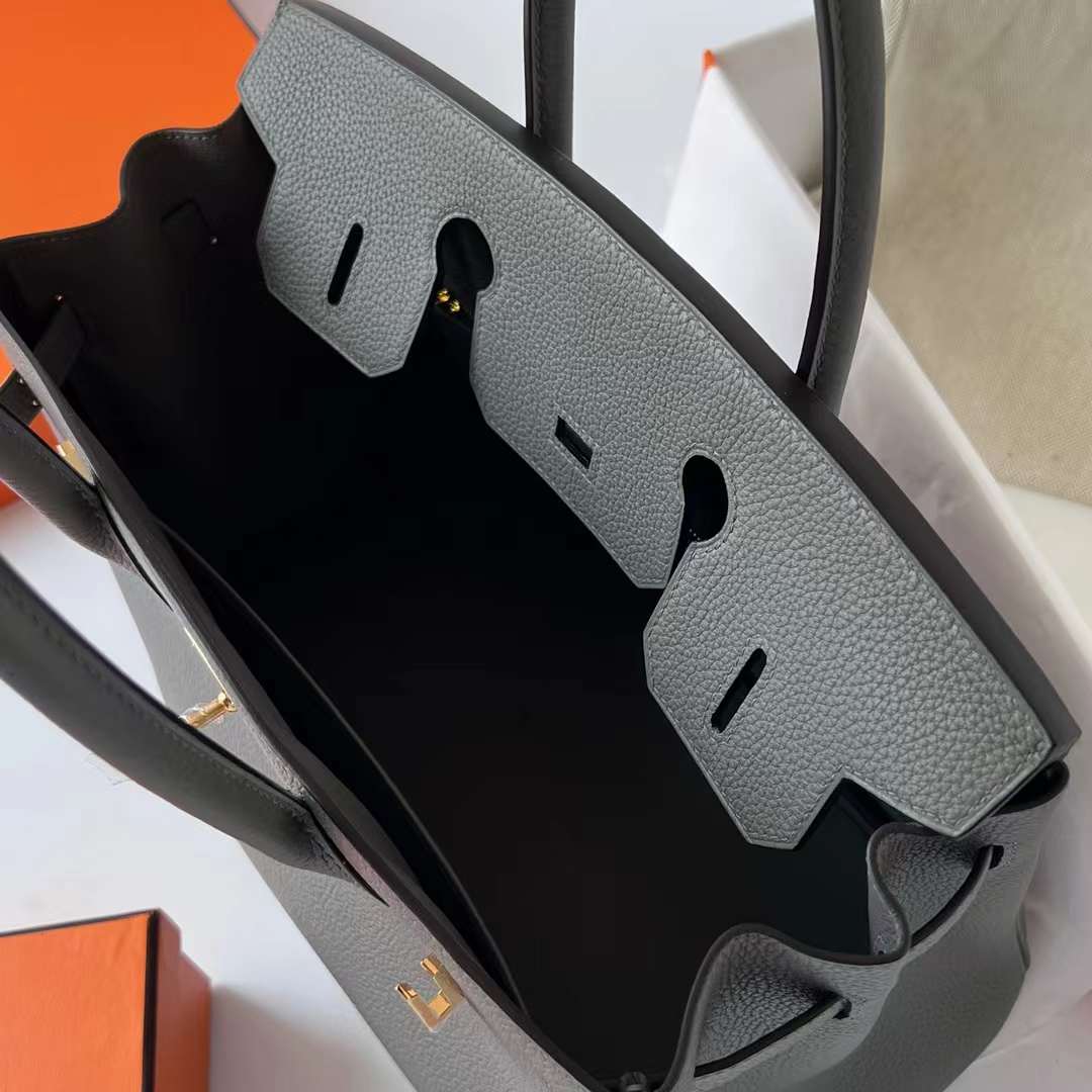 Hermès（爱马仕）Birkin 铂金包 Togo皮 进口顶级小牛皮 0L 积雨云灰 金扣 30cm 全手工蜡线缝制 Ghw