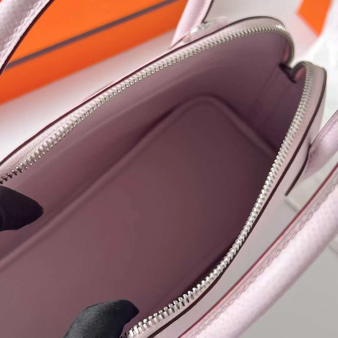 Hermès（爱马仕）Bolide 保龄球包 Epsom 09 梦幻粉紫 银扣 27cm 全手工蜡线缝制 Phw