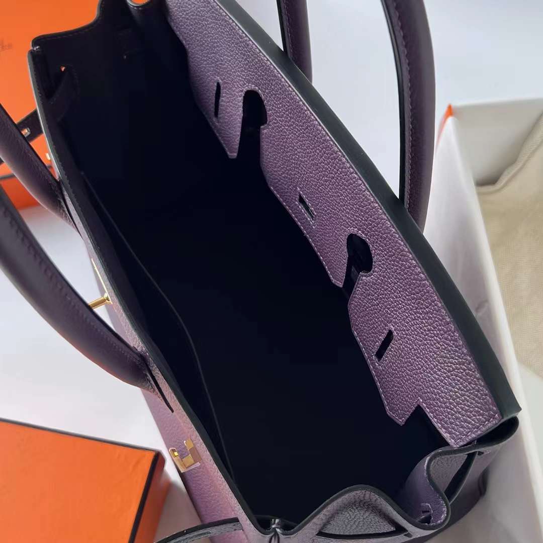 Hermès（爱马仕）Birkin 铂金包 Togo皮 进口顶级小牛皮 Ck59 葡萄紫 金扣 30cm 全手工蜡线缝制 Ghw