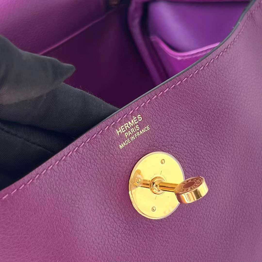 Hermès（爱马仕）Lindy 琳迪包 Swift P9 海葵紫 金扣 26cm 全手工蜡线缝制 Ghw