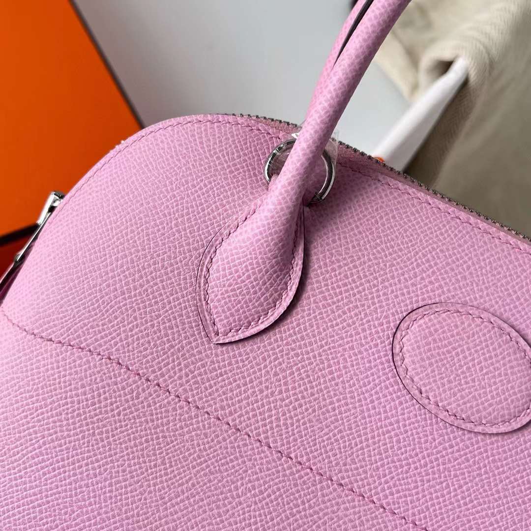 Hermès（爱马仕）Bolide 保龄球包 Epsom 进口手掌纹 X9 锦葵紫 银扣 27cm 全手工缝制 Phw