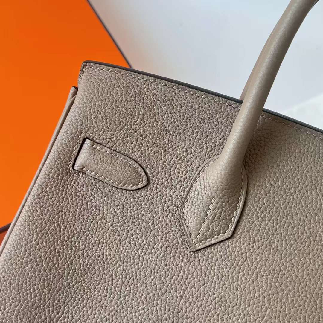 Hermès（爱马仕）Birkin 铂金包 Togo皮 进口顶级小牛皮 M8 沥青灰 银扣 30cm 全手工蜡线缝制 Phw