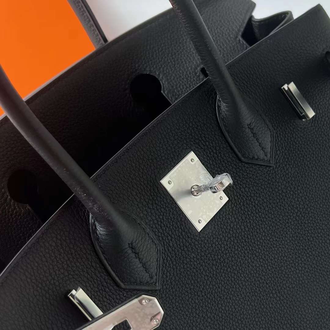 Hermès（爱马仕）Birkin 铂金包 Togo皮 进口顶级小牛皮 Ck89 黑色 银扣 30cm 全手工蜡线缝制 Phw