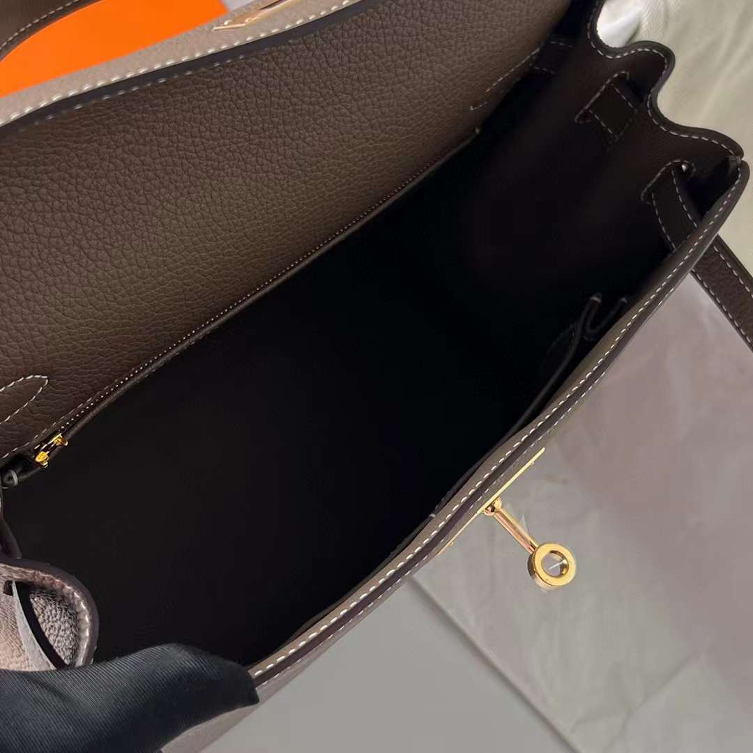 Hermès（爱马仕）Kelly 凯莉包 Togo皮 Ck18 大象灰 金扣 28cm 全手工蜡线缝制 Ghw