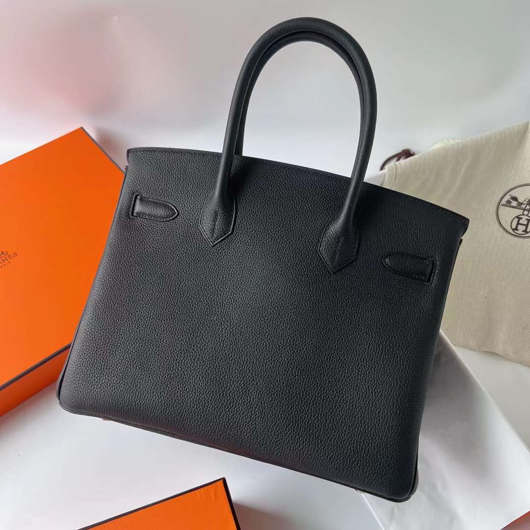 Hermès（爱马仕）Birkin 铂金包 Togo皮 进口顶级小牛皮 Ck89 黑色 银扣 30cm 全手工蜡线缝制 Phw