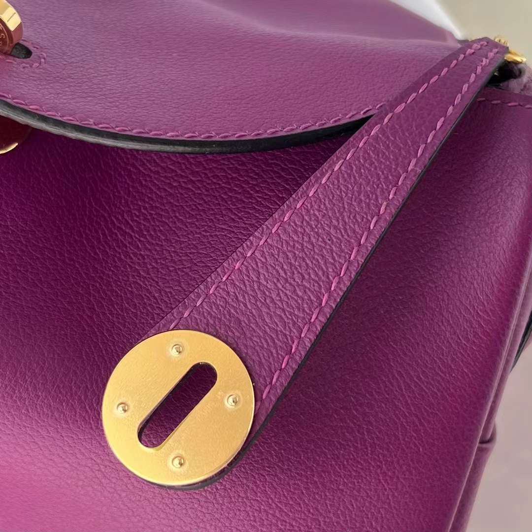 Hermès（爱马仕）Lindy 琳迪包 Swift P9 海葵紫 金扣 26cm 全手工蜡线缝制 Ghw