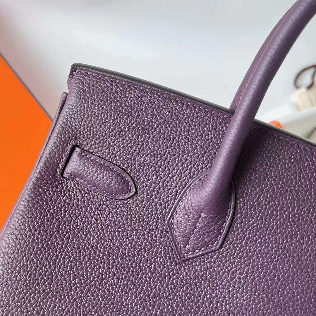 Hermès（爱马仕）Birkin 铂金包 Togo皮 进口顶级小牛皮 Ck59 葡萄紫 银扣 30cm 全手工蜡线缝制 Phw