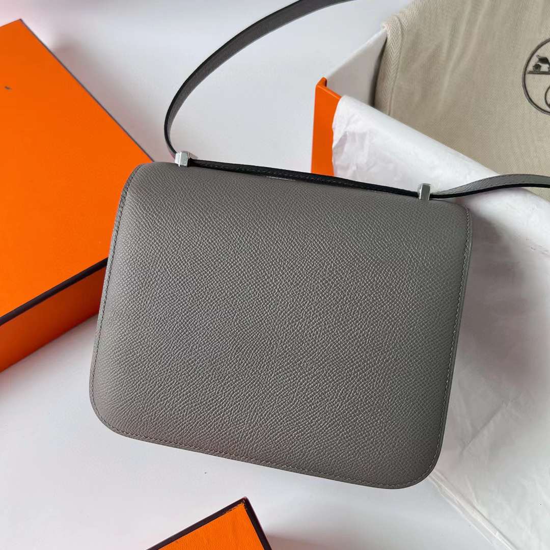Hermès（爱马仕）Constance 空姐包 Epsom 0L 积雨云灰 银扣 19cm 全手工蜡线缝制 Phw