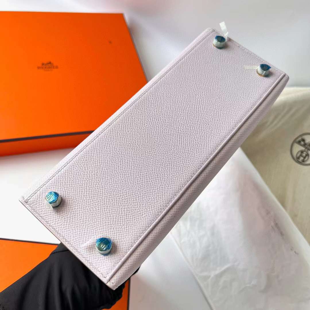 Hermès（爱马仕）Kelly 凯莉包 Epsom 进口德国手掌纹 09 梦幻粉紫 金扣 25cm 全手工蜡线缝制 Ghw
