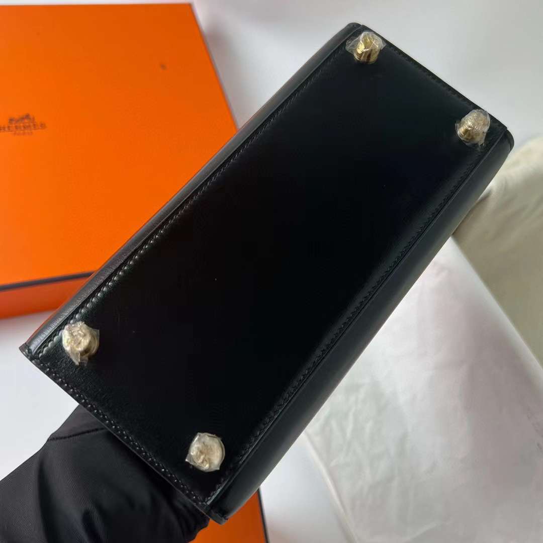 Hermès（爱马仕）Kelly 大耳朵 Box皮 Ck89 黑色 金扣 20cm 全手工蜡线缝制 Ghw