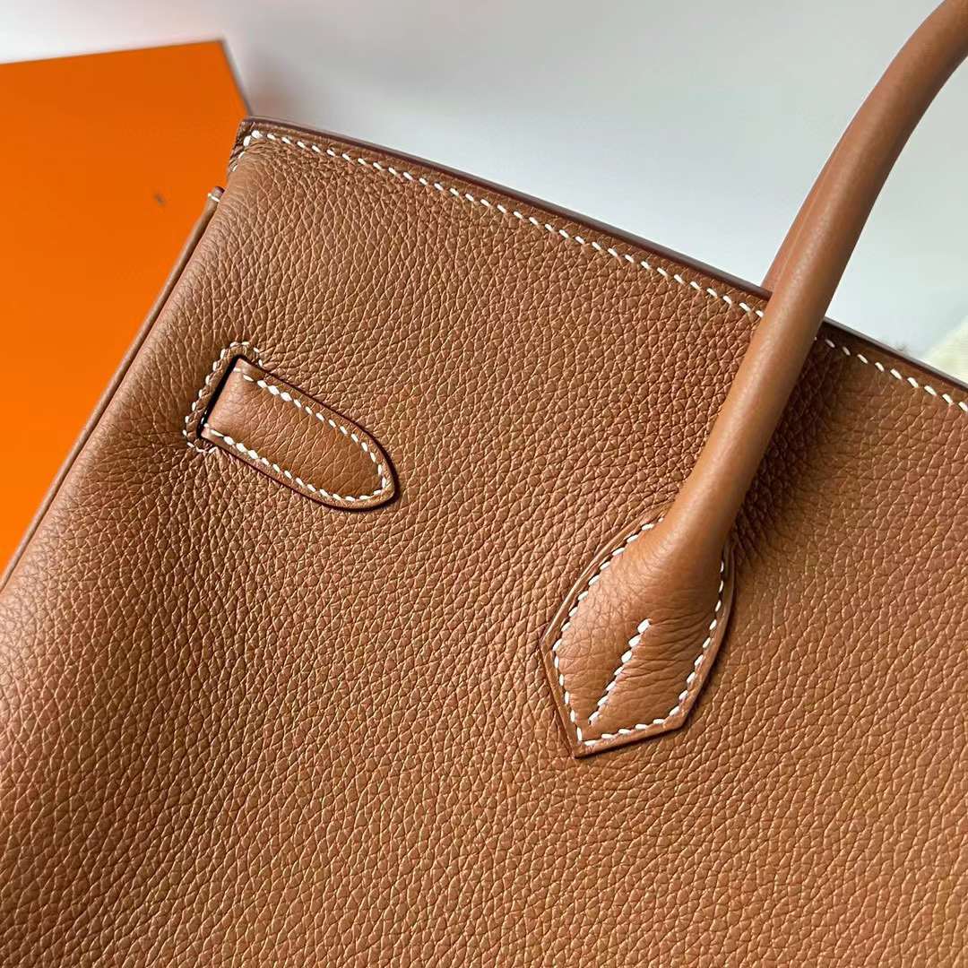 Hermès（爱马仕）Birkin 铂金包 Togo皮 进口德国小牛皮 Ck37 金棕色 金扣 35cm 全手工蜡线缝制 Ghw