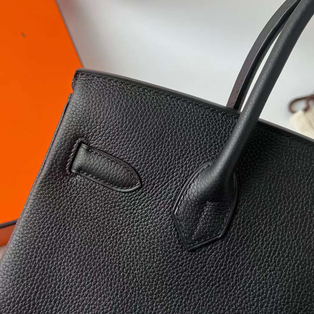 Hermès（爱马仕）Birkin 铂金包 Togo皮 进口德国小牛皮 Ck89 黑色 银扣 40cm 全手工蜡线缝制 Phw