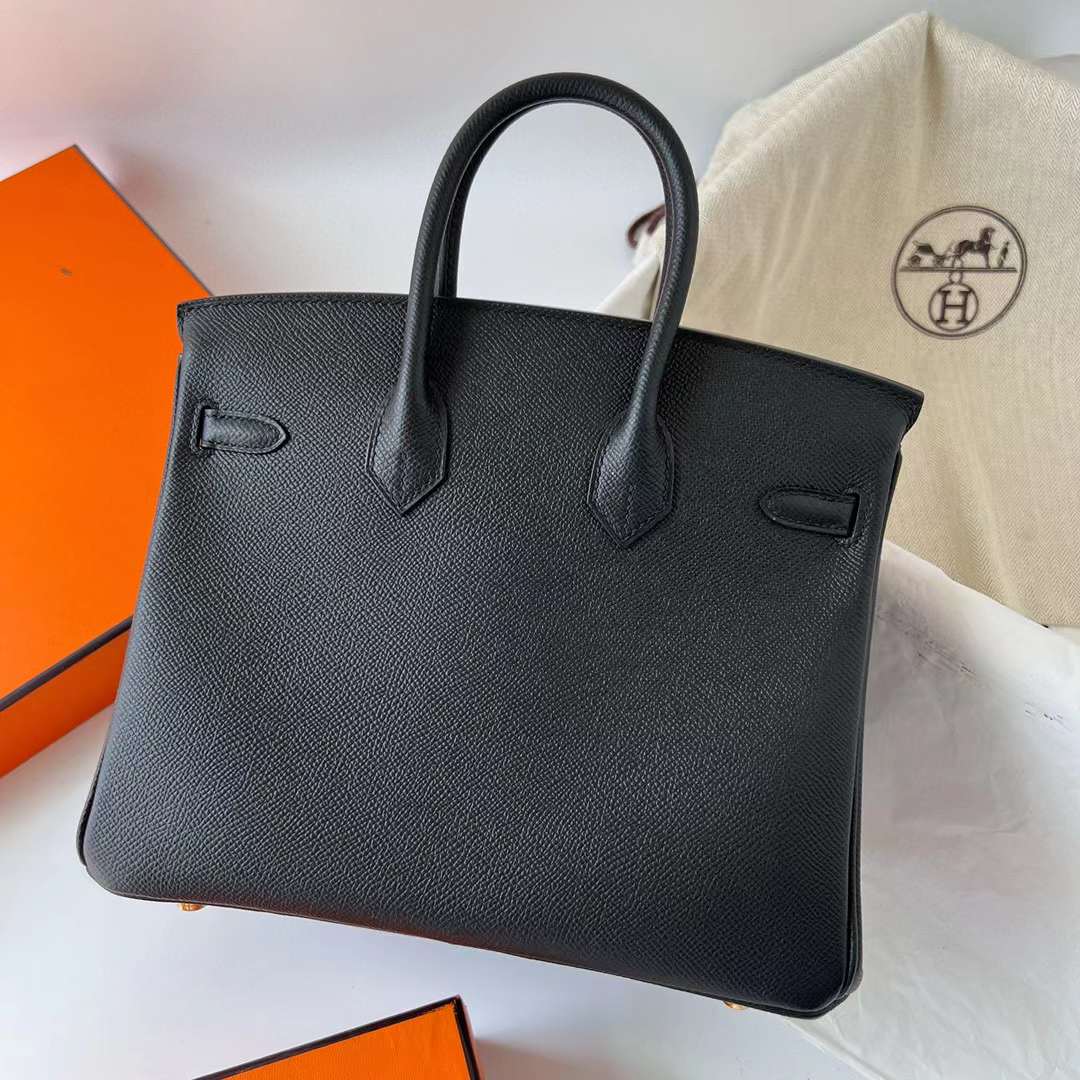 Hermès（爱马仕）Birkin 铂金包 Epsom Ck89 黑色 金扣 25cm 全手工蜡线缝制 Ghw
